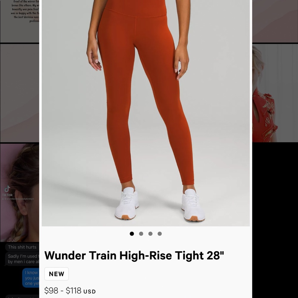 Lululemon Wunder Under Train 28” leggings in rust